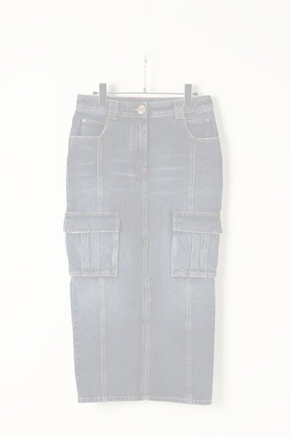 画像1:   BALMAIN バルマン BF2 SKIRT DENIM H-WAIST LONG{-BJA} (1)