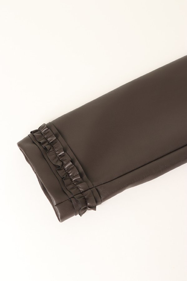 画像5: 【 40%OFF セール53,900円→32,340円】 DOUBLE STANDARD CLOTHING ダブルスタンダードクロージング Sov. / フェイクレザーフリルノーカラージャケット{-BBA} (5)