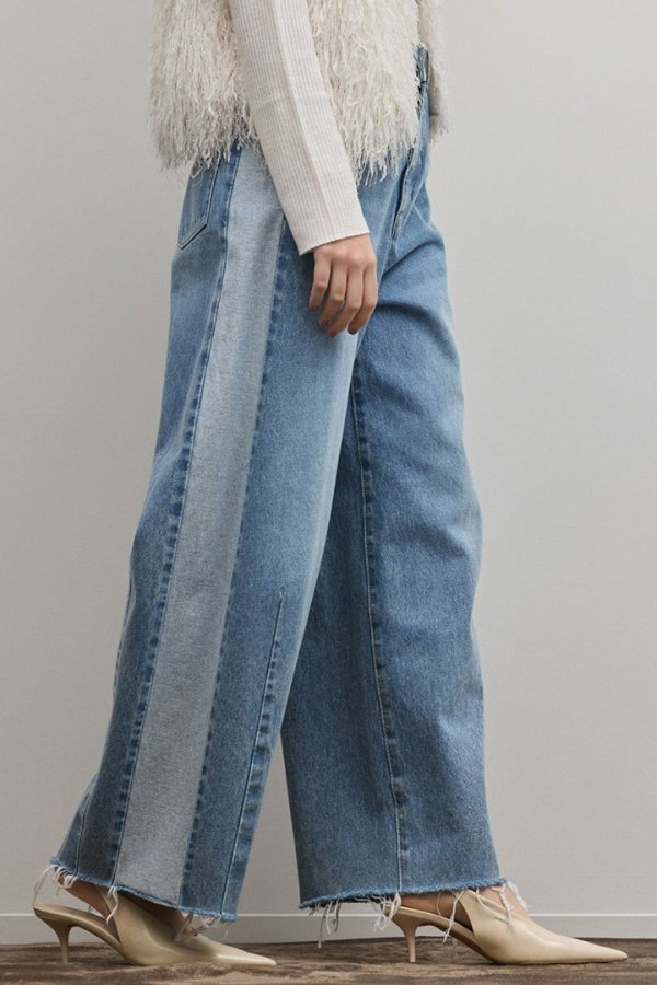 画像1: グレースコンチネンタル｜GRACE CONTINENTAL ダイアグラム DIAGRAM  サイドラインデニムパンツ{-BFS} (1)