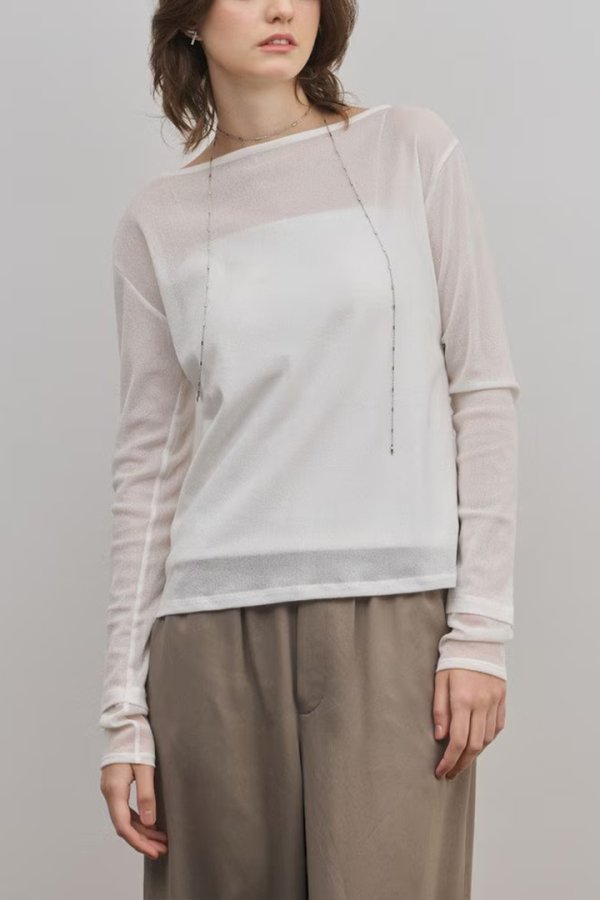 画像1: ★取り寄せリクエスト注文受付中★ グレースコンチネンタル｜GRACE CONTINENTAL ダイアグラム DIAGRAM  シアーレイヤードカットトップ{-BFS} (1)