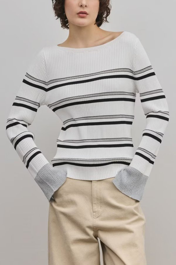 画像1: ★取り寄せリクエスト注文受付中★ グレースコンチネンタル｜GRACE CONTINENTAL ダイアグラム DIAGRAM  ラメボーダーニットトップ{-BFS} (1)