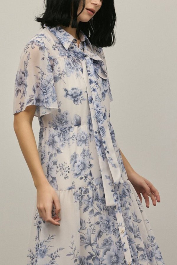 画像9: グレースコンチネンタル｜GRACE CONTINENTAL ダイアグラム DIAGRAM  フラワープリントシャツフレアワンピース{-BFS} (9)