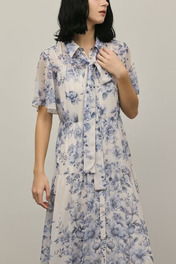 画像10: グレースコンチネンタル｜GRACE CONTINENTAL ダイアグラム DIAGRAM  フラワープリントシャツフレアワンピース{-BFS} (10)