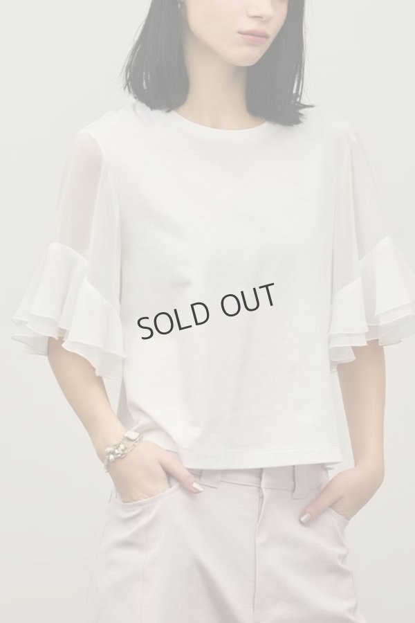 画像1: グレースコンチネンタル｜GRACE CONTINENTAL ダイアグラム DIAGRAM  シフォンスリーブカットトップ{-BFS} (1)