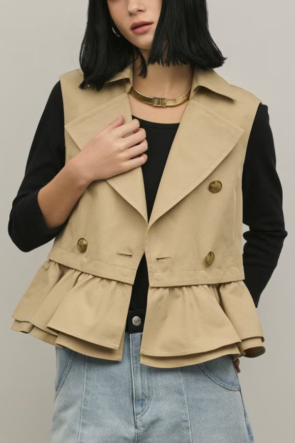 画像1: ★取り寄せリクエスト注文受付中★ グレースコンチネンタル｜GRACE CONTINENTAL ダイアグラム DIAGRAM  ペプラムトレンチベスト{-BFS} (1)