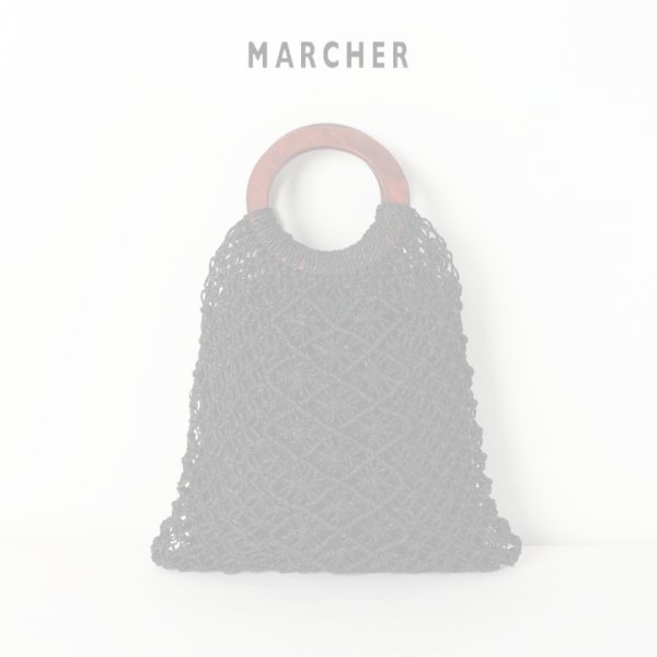 画像1:   MARCHER マルシェ ウッドハンドル アバカ編みバッグ{-BJS} (1)