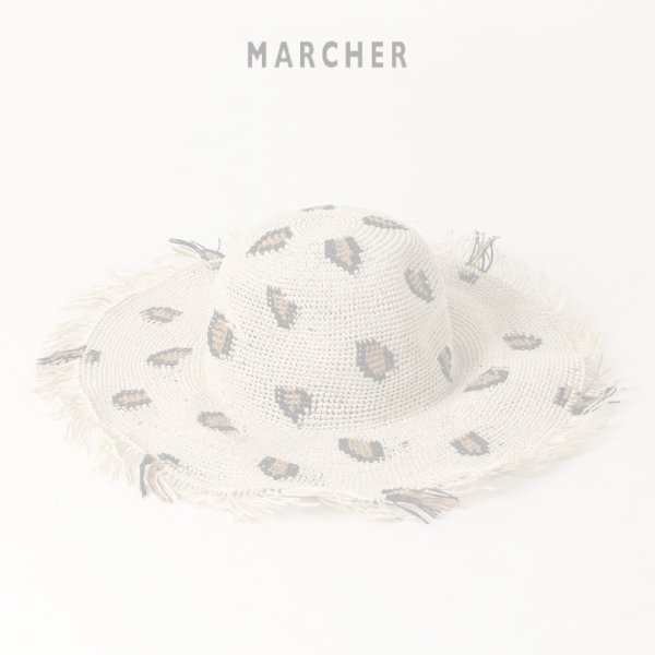 画像1:  {SOLD} MARCHER マルシェ レオパードつば広ペーパーハット{-BJS} (1)