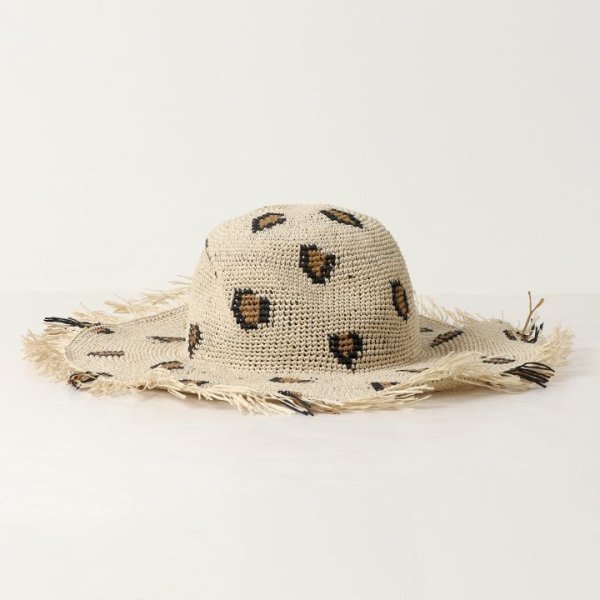 画像2: 【 40%OFF セール10,450円→6,270円】 MARCHER マルシェ レオパードつば広ペーパーハット{-BJS} (2)