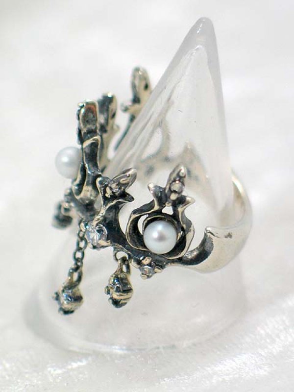 画像3: ▽ 70%OFF アウトレットセール41,800円→12,540円▽ e.m. イーエム シルバー/CZ/淡水パール リング{-} (3)