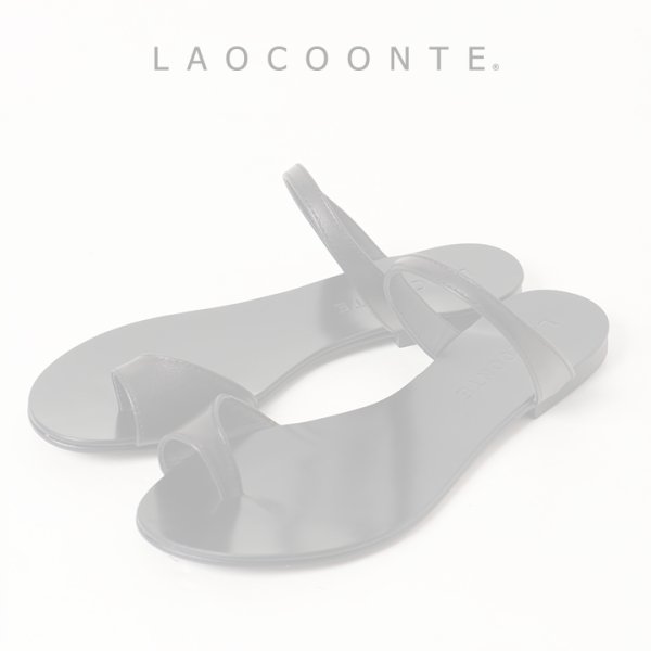 画像1:   LAOCOONTE ラオコンテ Alice silky トングストラップフラットサンダル{ALICE-LTH-BLK-BJS} (1)