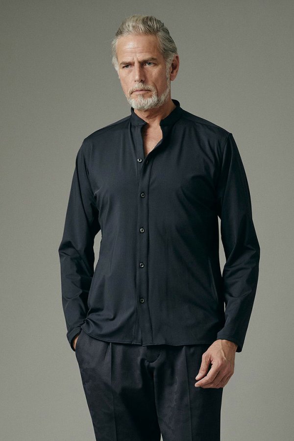 画像1: 【 20%OFF セール27,500円→22,000円】 junhashimoto ジュンハシモト BANDCOLLAR SHIRT{-BEA} (1)