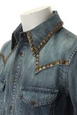 画像4: 【 50%OFF セール59,400円→29,700円】 ISAMU KATAYAMA BACKLASH イサムカタヤマバックラッシュ ASH ライトオンスデニム+ピッグレザー スタッズウエスタンシャツ{-AFA} (4)