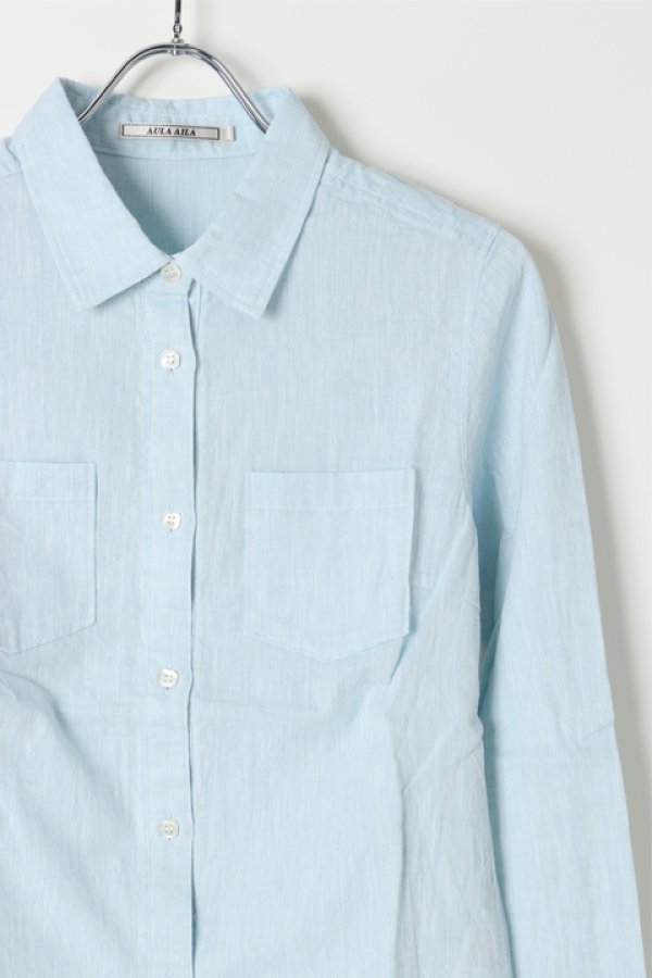 画像2: 【 50%OFF セール15,180円→7,590円】 AULA AILA アウラアイラ COTTON LINEN L/S SHIRTS{-AES} (2)