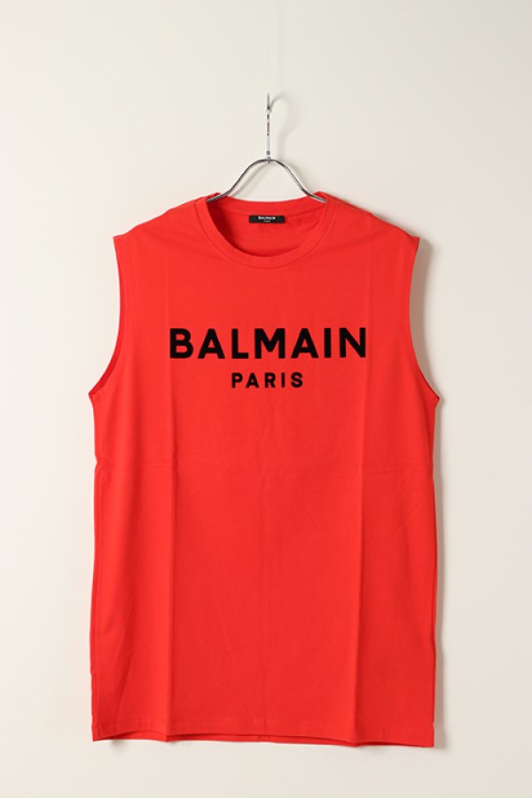 画像1: BALMAIN バルマン BH1 C&S TANK FLOCKY LOGO{11EC001B043-3KF-BAS} (1)