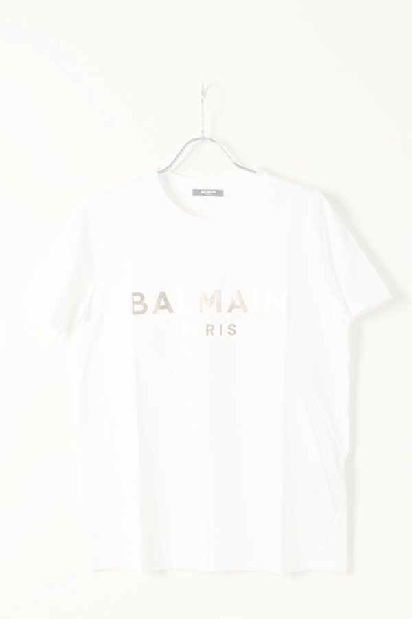 画像1:   BALMAIN バルマン BF2 T-SHIRTS METALIC LOGO{11EF000B020-GAD-BAS} (1)