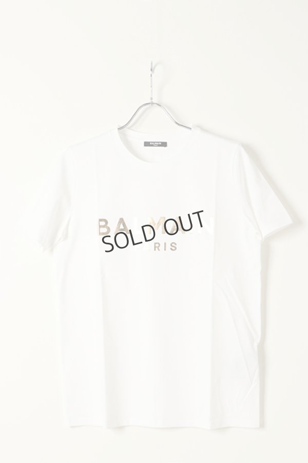 画像1: {SOLD}BALMAIN バルマン BF2 T-SHIRTS METALIC LOGO{11EF000B020-GAD-BAS} (1)
