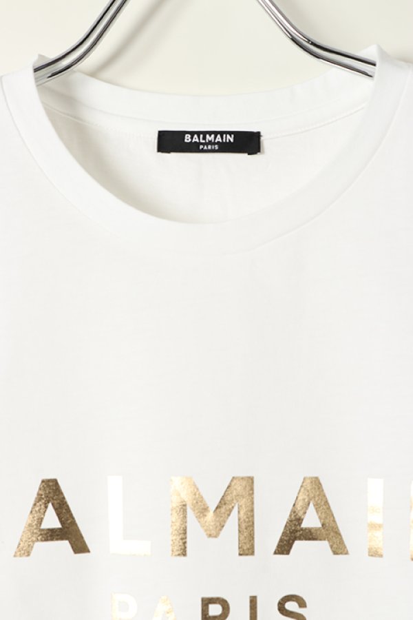 画像2: 【 50%OFF セール47,300円→23,650円】 BALMAIN バルマン BF2 T-SHIRTS METALIC LOGO{11EF000B020-GAD-BAS} (2)