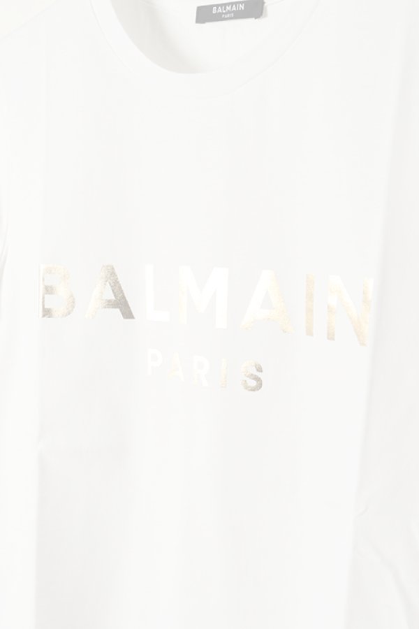 画像4:   BALMAIN バルマン BF2 T-SHIRTS METALIC LOGO{11EF000B020-GAD-BAS} (4)