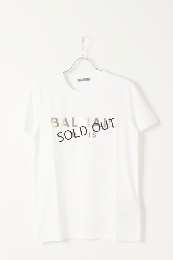 画像1: BALMAIN バルマン BH1 T-SHIRTS GOLD FOIL LOGO{11EF000B065-OFA-BAS} (1)