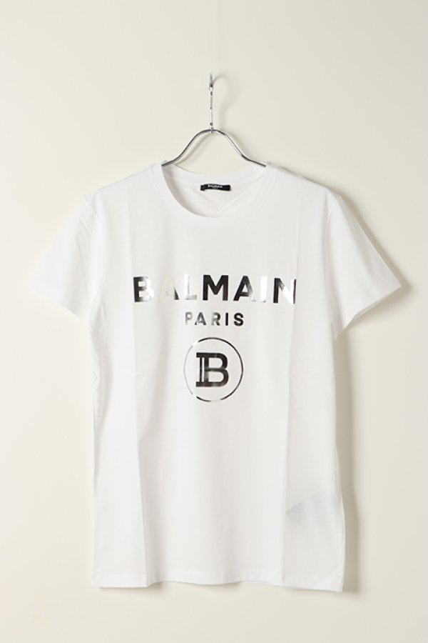 画像1: BALMAIN バルマン BH1 T-SHIRTS SILVER FOIL LOGO{11EFM00B066-OFA/11EF000B066-OFA-BAS} (1)