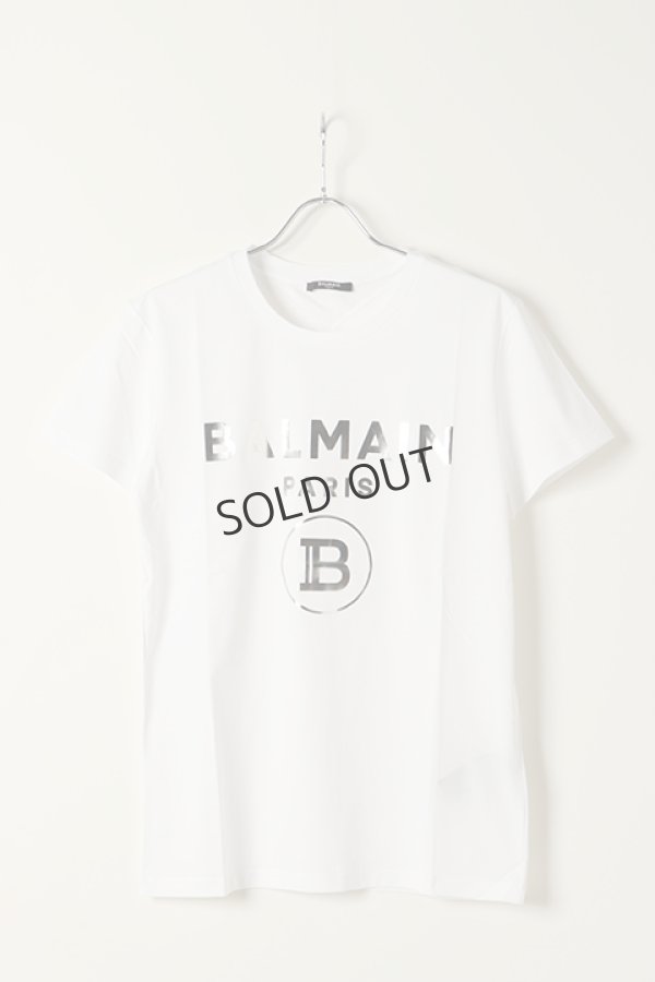 画像1: {SOLD}BALMAIN バルマン BH1 T-SHIRTS SILVER FOIL LOGO{11EFM00B066-OFA/11EF000B066-OFA-BAS} (1)