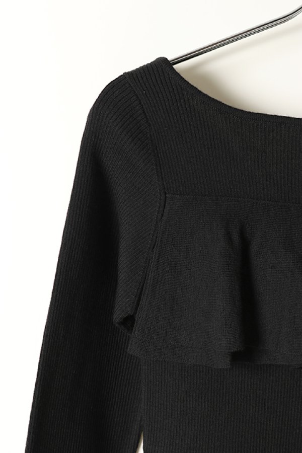 画像2: 【 40%OFF セール20,900円→12,540円】 グレースコンチネンタル|GRACE CONTINENTAL フリルボートネックニットトップ{0120443109-27BLK-BJA} (2)