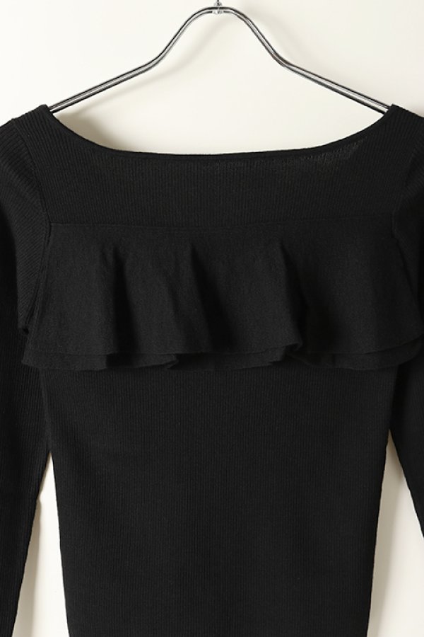 画像4: 【 40%OFF セール20,900円→12,540円】 グレースコンチネンタル|GRACE CONTINENTAL フリルボートネックニットトップ{0120443109-27BLK-BJA} (4)