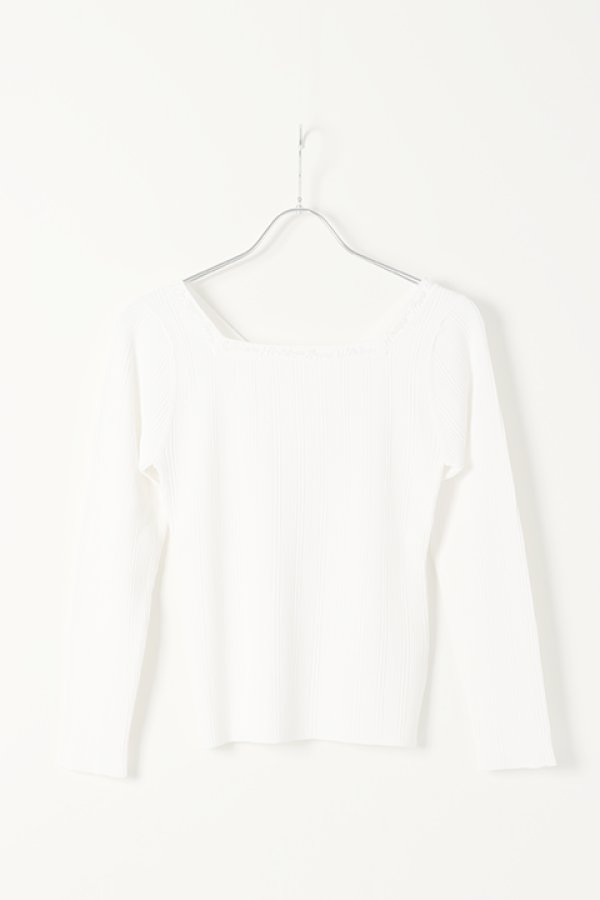 画像1:  {SOLD} グレースコンチネンタル｜GRACE CONTINENTAL レースアップリブニットトップ{0121143043-01WHT-BAS} (1)