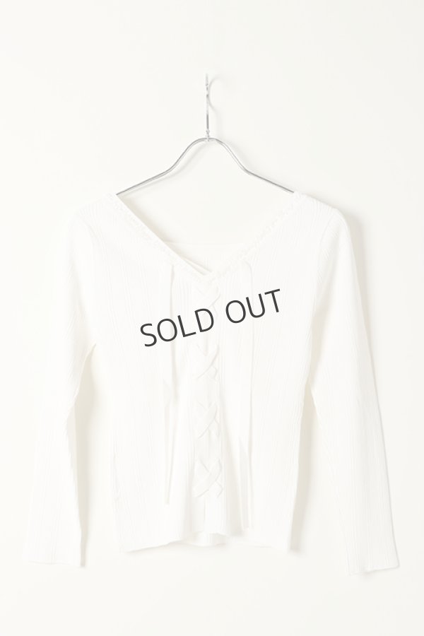 画像4: {SOLD}グレースコンチネンタル｜GRACE CONTINENTAL レースアップリブニットトップ{0121143043-01WHT-BAS} (4)