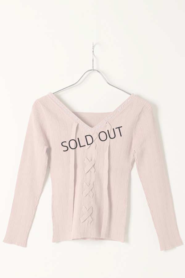 画像5: {SOLD}グレースコンチネンタル｜GRACE CONTINENTAL レースアップリブニットトップ{0121143043-04PNK-BAS} (5)