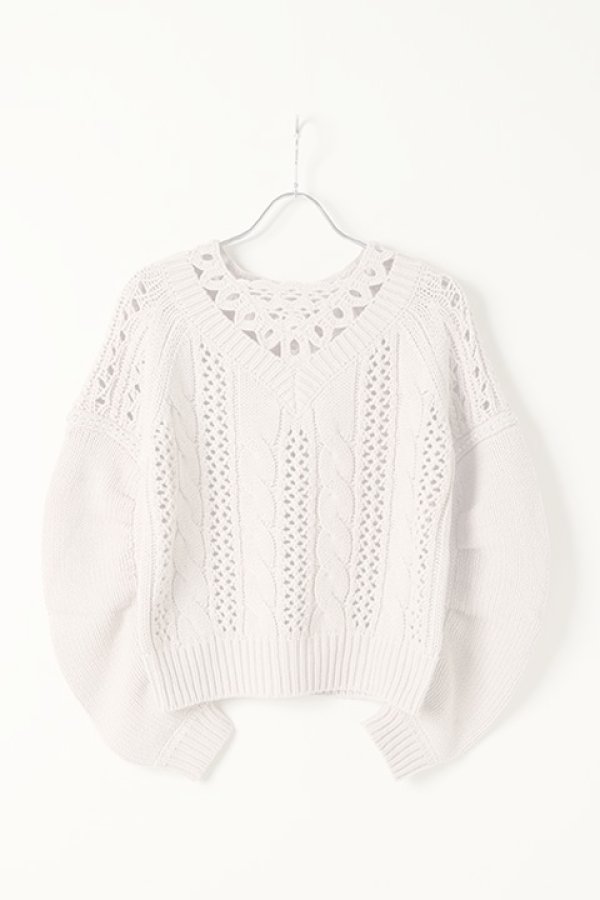画像1:  {SOLD} グレースコンチネンタル｜GRACE CONTINENTAL ケーブルメッシュニットトップ{0121143096-03BEG-BAS} (1)