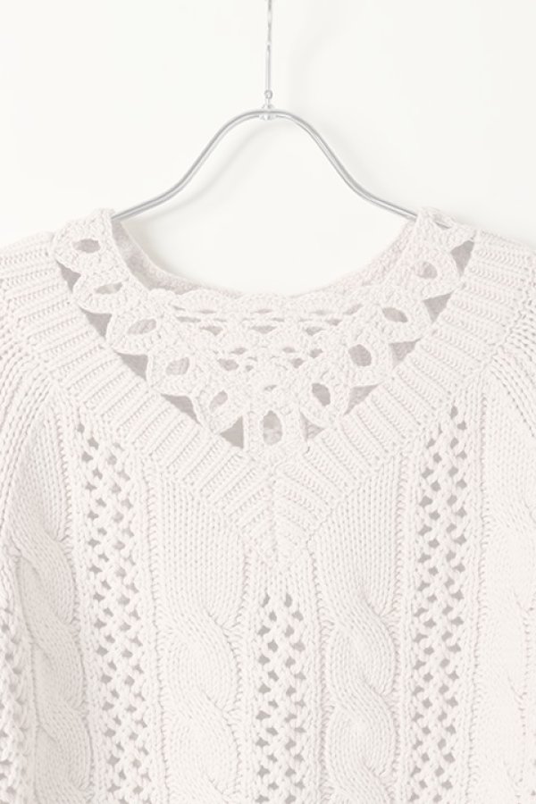 画像4:  {SOLD} グレースコンチネンタル｜GRACE CONTINENTAL ケーブルメッシュニットトップ{0121143096-03BEG-BAS} (4)