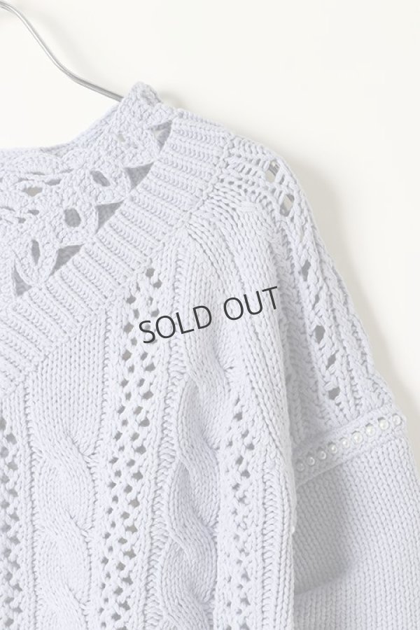 画像2: グレースコンチネンタル｜GRACE CONTINENTAL ケーブルメッシュニットトップ{0121143096-13BLU-BAS} (2)