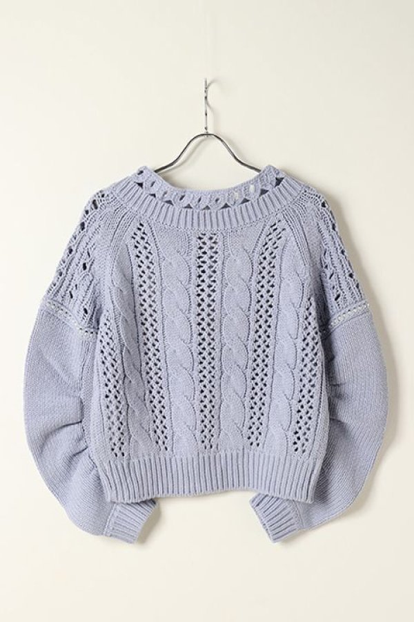 画像5: 【 40%OFF セール26,400円→15,840円】 グレースコンチネンタル|GRACE CONTINENTAL ケーブルメッシュニットトップ{0121143096-13BLU-BAS} (5)