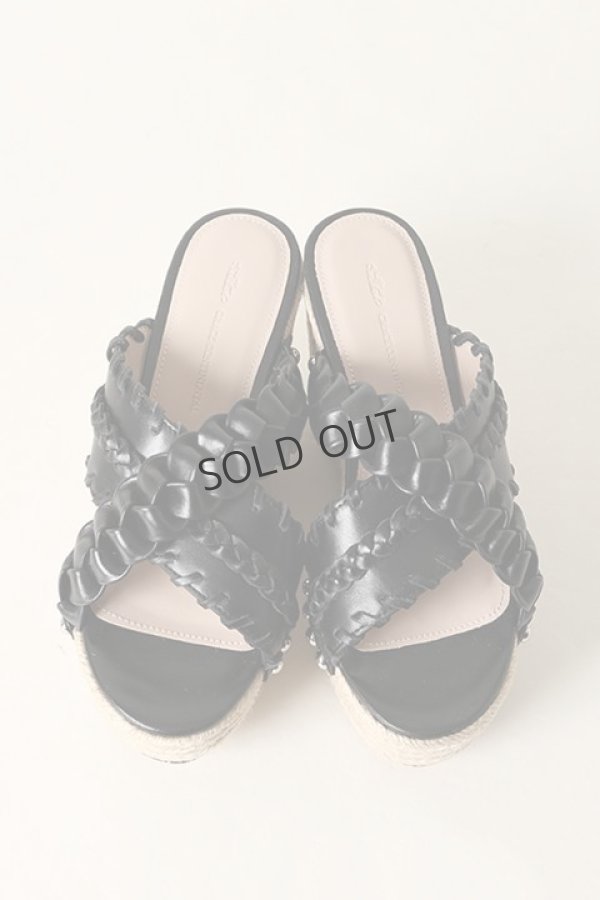 画像2: {SOLD}グレースコンチネンタル|GRACE CONTINENTAL レザーウェッジサンダル{0121272502-27BLK-BAS} (2)