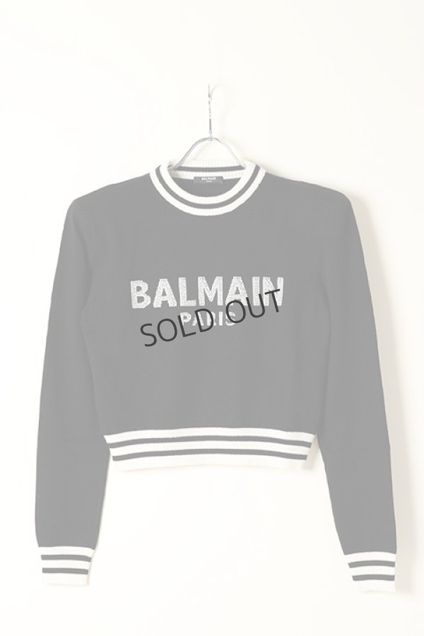 画像1: {SOLD}BALMAIN バルマン BF1 KNIT CROPPED MESH LOGO{12KA000K225-EAB-BAA} (1)