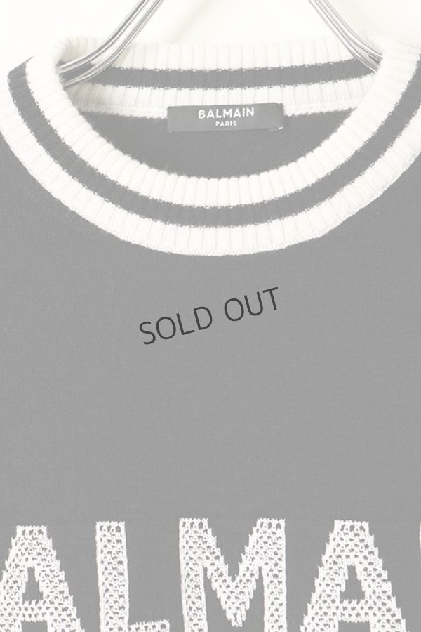 画像2: {SOLD}BALMAIN バルマン BF1 KNIT CROPPED MESH LOGO{12KA000K225-EAB-BAA} (2)