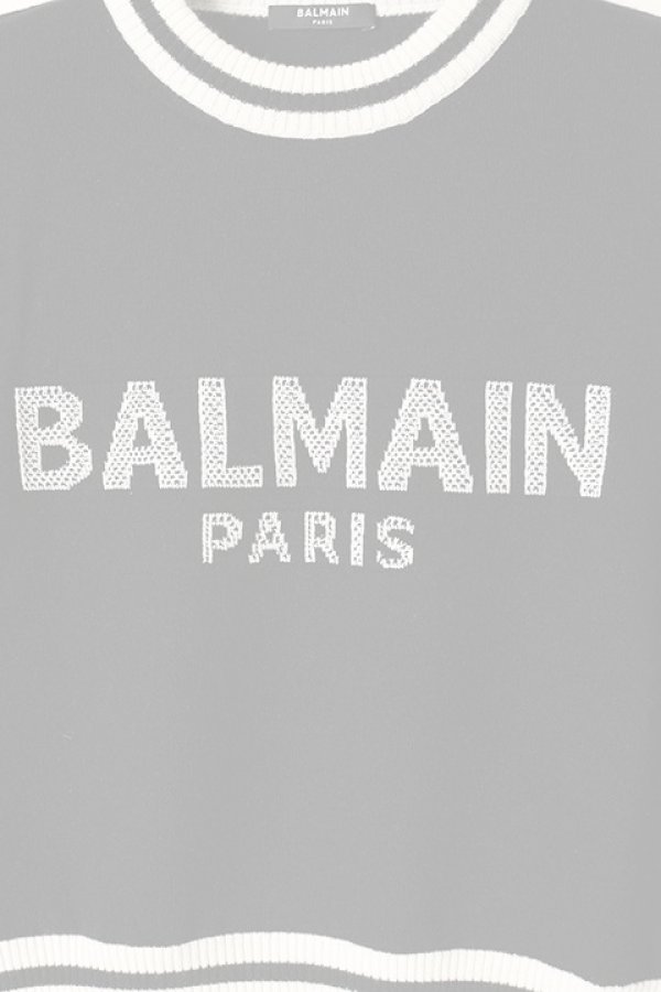 画像3:   BALMAIN バルマン BF1 KNIT CROPPED MESH LOGO{12KA000K225-EAB-BAA} (3)