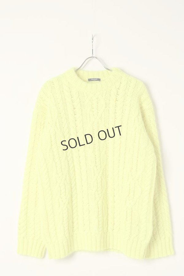 画像1: {SOLD}BALMAIN バルマン BH2 KNIT TOP MOHAIR CABLE{12KE010K050-1KB-BAA} (1)