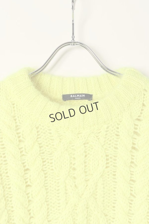 画像2: {SOLD}BALMAIN バルマン BH2 KNIT TOP MOHAIR CABLE{12KE010K050-1KB-BAA} (2)