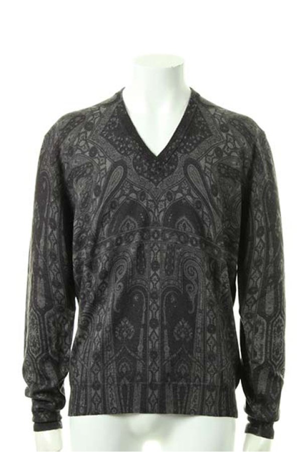 画像1: ETRO エトロ V-NECK WOOL STAMPATO　ニット{14092-9572-0002-ACA} (1)