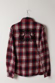 画像2: 【 50%OFF セール｜35,200円→17,600円】 roarguns ロアーガンズ "PISTOL"&"SON OF GOD" CORD EMBROIDERY ONE WASH FLANNEL CHECK SHAGGY RAISING SHIRT{-ADA} (2)