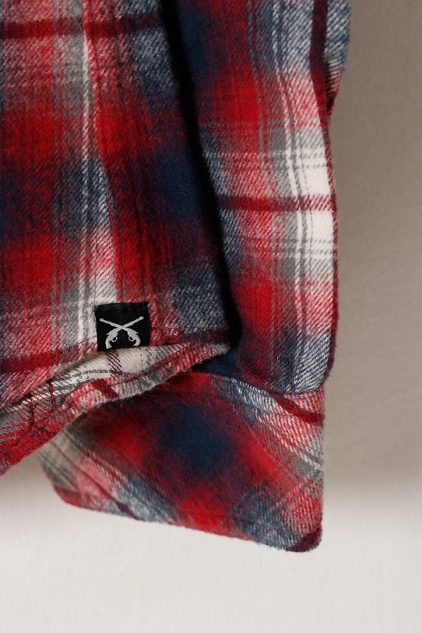 画像5: 【 50%OFF セール｜35,200円→17,600円】 roarguns ロアーガンズ "PISTOL"&"SON OF GOD" CORD EMBROIDERY ONE WASH FLANNEL CHECK SHAGGY RAISING SHIRT{-ADA} (5)