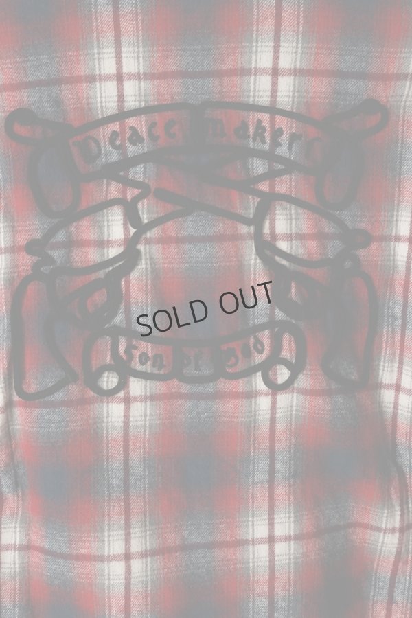 画像6: {SOLD}roarguns ロアーガンズ "PISTOL"&"SON OF GOD" CORD EMBROIDERY ONE WASH FLANNEL CHECK SHAGGY RAISING SHIRT{-ADA} (6)