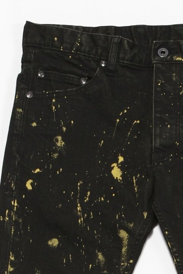 画像2: 【 50%OFF セール41,800円→20,900円】 ISAMU KATAYAMA BACKLASH イサムカタヤマバックラッシュ IRON SNOW COTTON ストレッチ ペンキ加工+ジャパンカーフタンニンレザーパンツ{-AEA} (2)