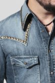 画像7: 【 50%OFF セール59,400円→29,700円】 ISAMU KATAYAMA BACKLASH イサムカタヤマバックラッシュ ASH ライトオンスデニム+ピッグレザー スタッズウエスタンシャツ{-AFA} (7)