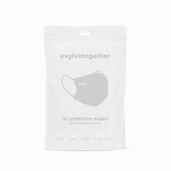 画像10:   evolvetogether イヴォルブトゥギャザー GRAY（30 face masks pack｜30枚入り）{-BCS} (10)