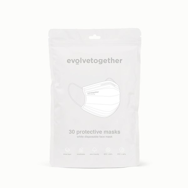 画像4:   evolvetogether イヴォルブトゥギャザー WHITE（30 face masks pack｜30枚入り）{-BCS} (4)