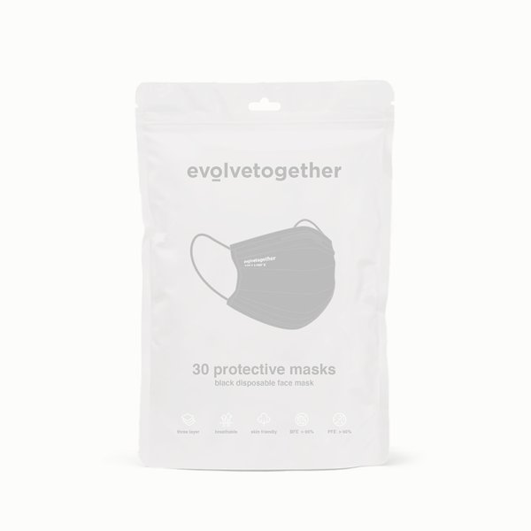 画像4:   evolvetogether イヴォルブトゥギャザー BLACK（30 face masks pack｜30枚入り）{-BCS} (4)