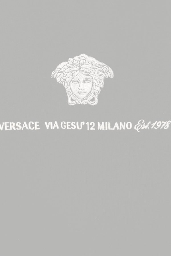 画像3:   VERSACE ヴェルサーチ 刺繍入り メドゥーサ ミラノ Tシャツ {1013302-1A11054_1B000-BDA}  :1A11054-1B000  (3)
